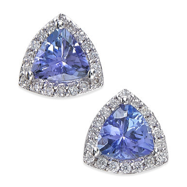 EFFY® Tanzanite (3/4 ct. t.w.) and Diamond (1/8 ct. t.w.) Stud Earrings in 14k White Gold