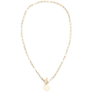 Polished Heart Link Toggle Necklace in 10k Gold