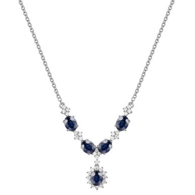 Gemstone & Diamond (1/3 ct. t.w.) Fancy 17" Statement Necklace in 14k Gold