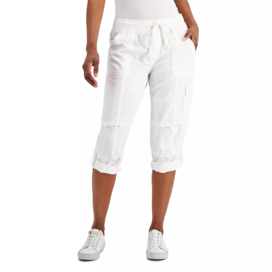 Women's Solid Cropped Cargo Pants