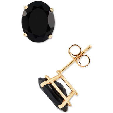 Onyx Oval Stud Earrings in 14k Gold
