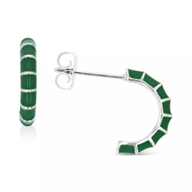 Enamel Hoop Earrings in Sterling Silver or 14k Gold over Sterling Silver, 1/2"