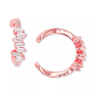 Cubic Zirconia Round and Baguette Ear Cuffs