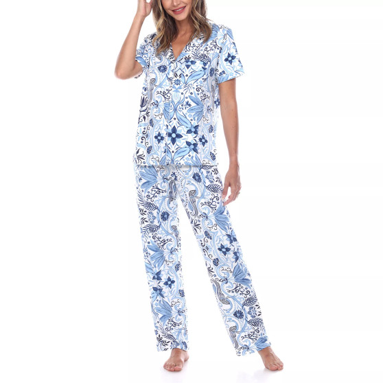 Women's Short Sleeve Pants Tropical Pajama Set, 2-Piece