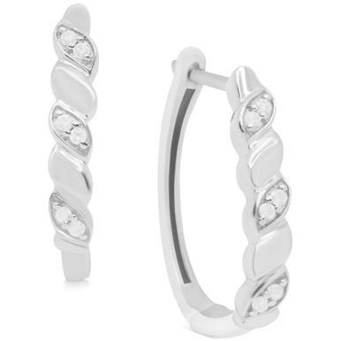 Diamond Swirl Hoop Earrings (1/10 ct. t.w.) in Sterling Silver