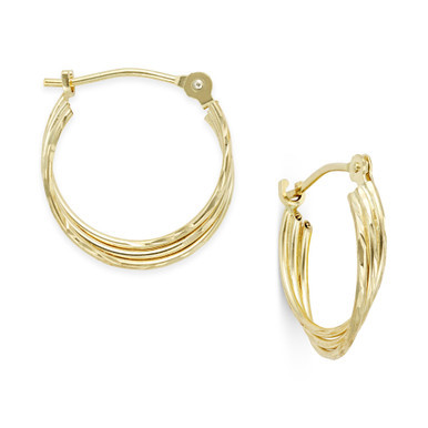 Three-Row Nested Hoop Earrings in 10k Gold