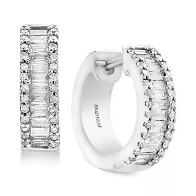 EFFY® Diamond Baguette Hoop Earrings (1 ct. t.w.) in 14k White Gold or 14k Yellow Gold