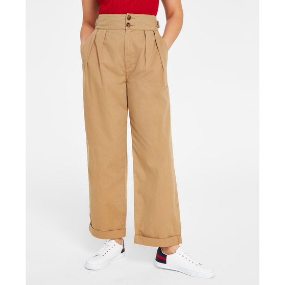 Women's Pleated Canvas Pants