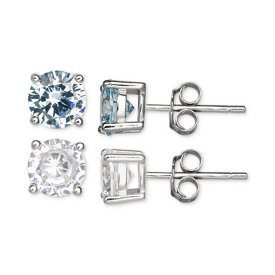 2-Pc. Set Multicolor Cubic Zirconia Stud Earrings in Sterling Silver, Created for Macy's