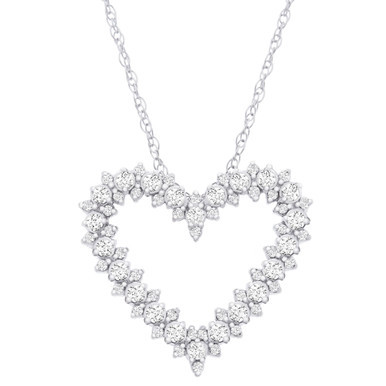 Diamond Open Heart 18" Pendant Necklace (1/2 ct. t.w.) in 14k White Gold, Created for Macy's