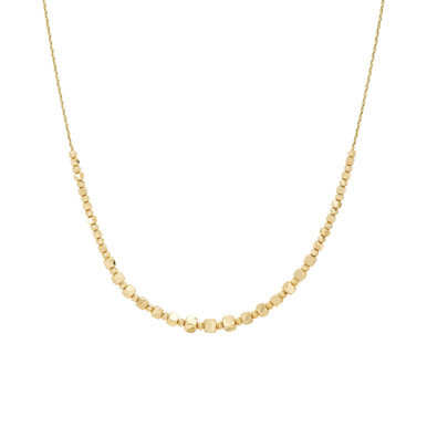 Polished & Textured Bead Collar Necklace in 10k Gold, 18" + 1" extender