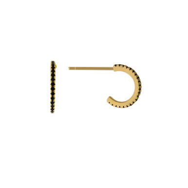 Black Spinel Post Hoop Earrings