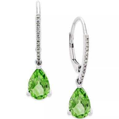 Semi-Precious Lever Back Earrings in 14k White, Yellow or Rose Gold
