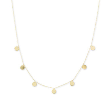 Polished Disc Dangle 18" Statement Necklace in 10k Gold