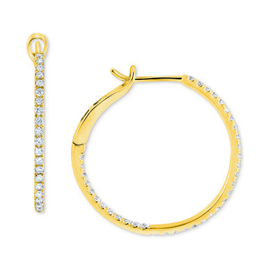 Diamond In & Out Small Hoop Earrings (1/2 ct. t.w.) in 10k Gold