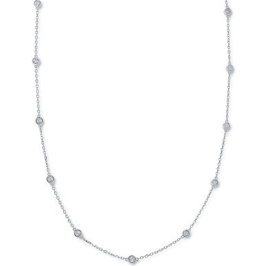 EFFY® Diamond Bezel 18" Statement Necklace (1/4 ct. t.w.) in Sterling Silver