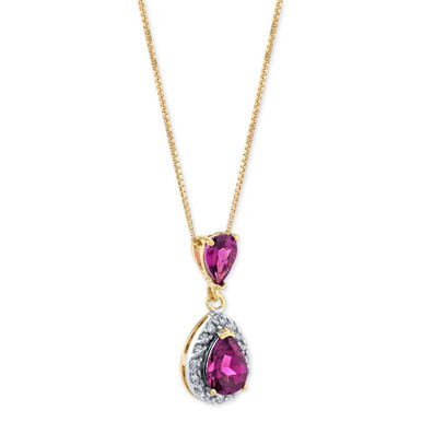Rhodolite Garnet (1-1/3 ct. t.w.) & Diamond (1/6 ct. t.w.) 18" Pendant Necklace in 14k Gold