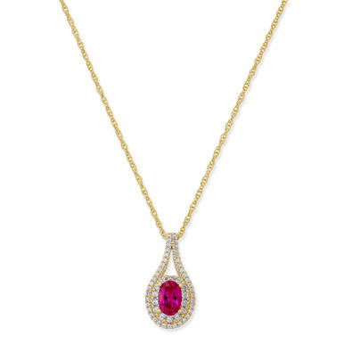 Ruby (1/2 ct. t.w.) & Diamond (1/4 ct. t.w.) Pendant Necklace in 14k Gold