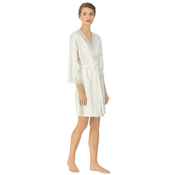 Lauren Ralph Satin Lauren Lace-Trim Wrap Robe Lingerie