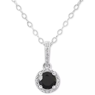 Cultured Freshwater Pearl & Diamond Accent 18" Pendant Necklace in Sterling Silver (Also in Onyx, Turquoise, & Labradorite)