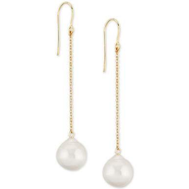 Cultured Freshwater Baroque Pearl (12mm) Chain Drop Earrings