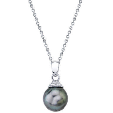 Cultured Tahitian Pearl (10mm) 18" Pendant Necklace in Sterling Silver