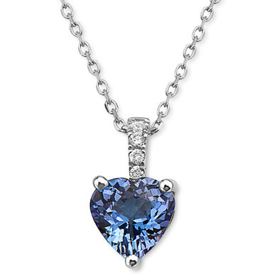 EFFY® Tanzanite (5/8 ct. t.w.) & Diamond Accent Heart 18" Pendant Necklace in Sterling Silver