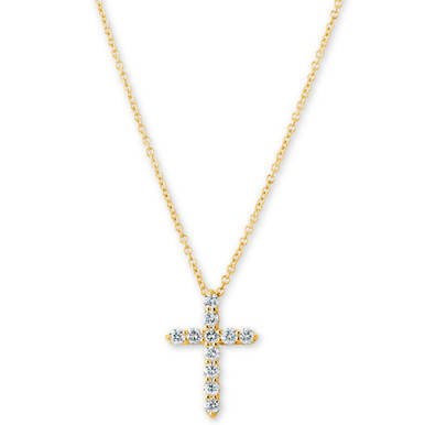Diamond Cross Pendant Necklace (1/3 ct. t.w.) in 14k Gold, 16" + 2" Extender