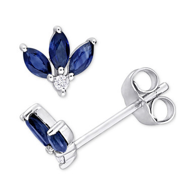 Sapphire (5/8 ct. t.w.) & Diamond Accent Stud Earrings in 10k White Gold
