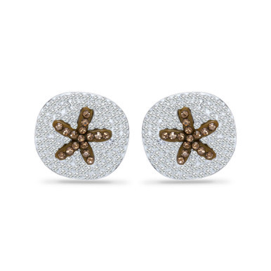 Crystal Sand Dollar Sterling Silver Stud Earrings