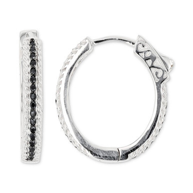 Black Spinel Hoop Earrings (1/2 ct. t.w.) in Sterling Silver