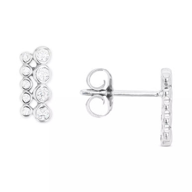 Cubic Zirconia Bar Stud Earrings in Sterling Silver or 14k Gold over Sterling Silver