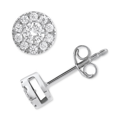 Diamond Halo Stud Earrings (1/4 ct. t.w.) in 14k White Gold
