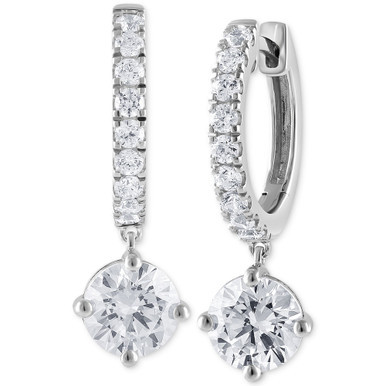 Certified Lab Grown Diamond Dangle Hoop Earrings (3 ct. t.w.) in 14k White Gold