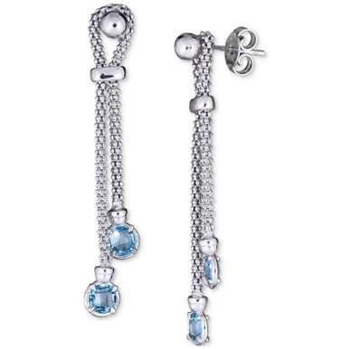 Swiss Blue Topaz Popcorn Link Drop Earrings (1-1/5 ct. t.w.) in Sterling Silver
