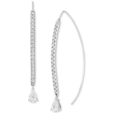 Lab Grown Diamond Pear & Round Threader Earrings (1-1/4 ct. t.w.) in 14k White Gold