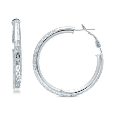Medium Patterned Hoop Earrings in Sterling Silver, 40mm, Created for Macy's