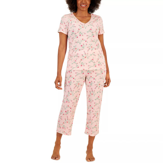 Women's Cotton Lace-Trim Essentials Capri Pajama Set, Created for Macy's