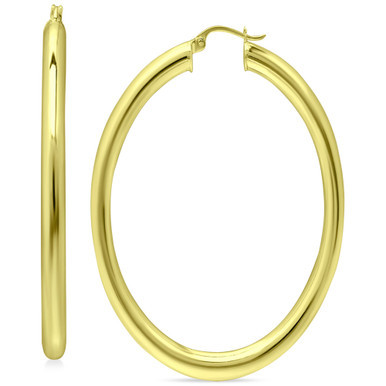 Oval Polished Hoop Earrings in 18k Gold-Plated Sterling Silver, 1-1/8", Created for Macy's