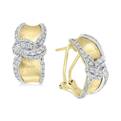 EFFY® Diamond Swirl Hoop Earrings (1-1/10 ct. t.w.) in 14k Gold & White Gold