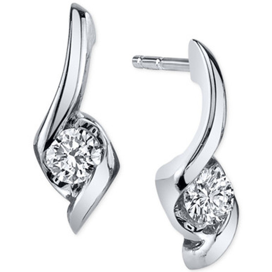 Diamond Twist Drop Earrings (1/5 ct. t.w.) in 14k White Gold