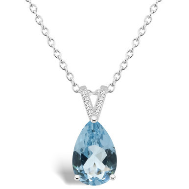 Women's Sky Blue Topaz (3-2/3 ct.t.w.) and Diamond Accent Pendant Necklace in Sterling Silver