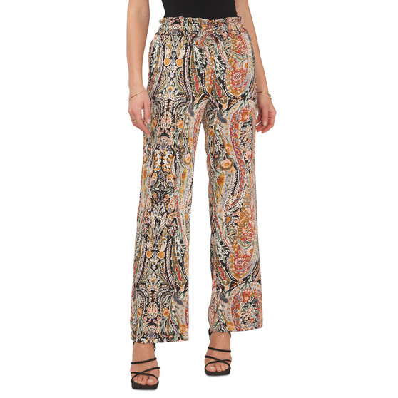 Women's Printed High-Rise Drawstring-Waist Pants