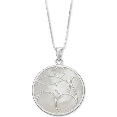 Mother-of-Pearl Decorative 18" Pendant Necklace in Sterling Silver