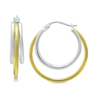 Small Two-Tone Triple Hoop Earrings, 20mm, Created for Macy's