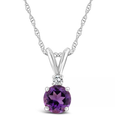Amethyst (1/2 ct. t.w.) and Diamond Accent Pendant Necklace in 14K Yellow Gold or 14K White Gold