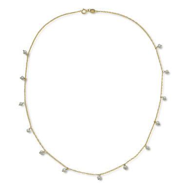 Cultured Freshwater Pearl (3mm) Dangle 18" Statement Necklace in 14k Gold
