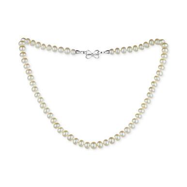 Freshwater Pearl (8mm) Bow Clasp 18" Collar Necklace