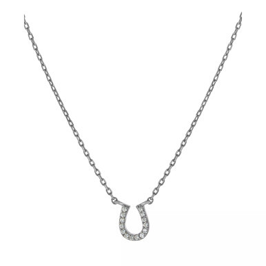 Cubic Zirconia Horseshoe Pendant Necklace in 18k Gold-Plated Sterling Silver, 16" + 2" extender, Created for Macy's