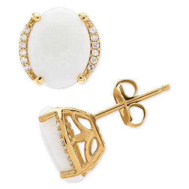 Opal (2 ct. t.w.) & Diamond Accent Stud Earrings in 14k Gold